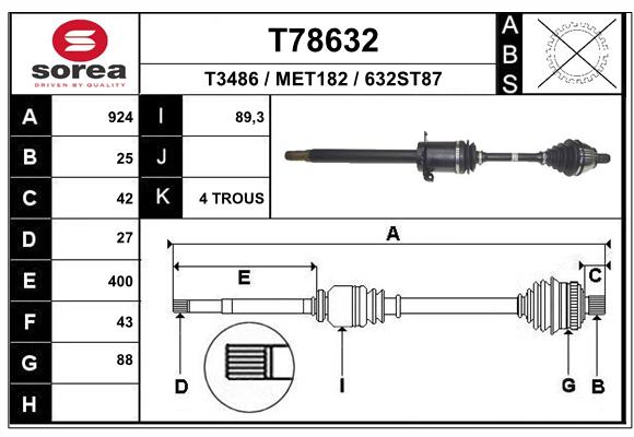Приводной вал EAI T78632