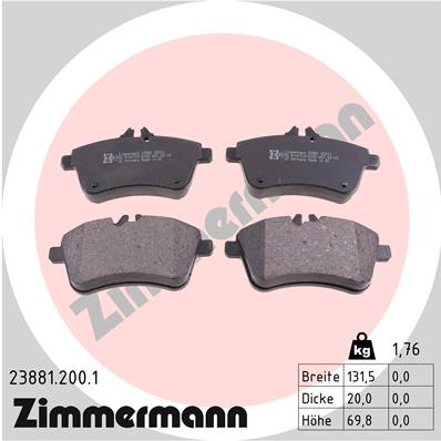 Комплект тормозных колодок дисковый тормоз ZIMMERMANN 23881.200.1