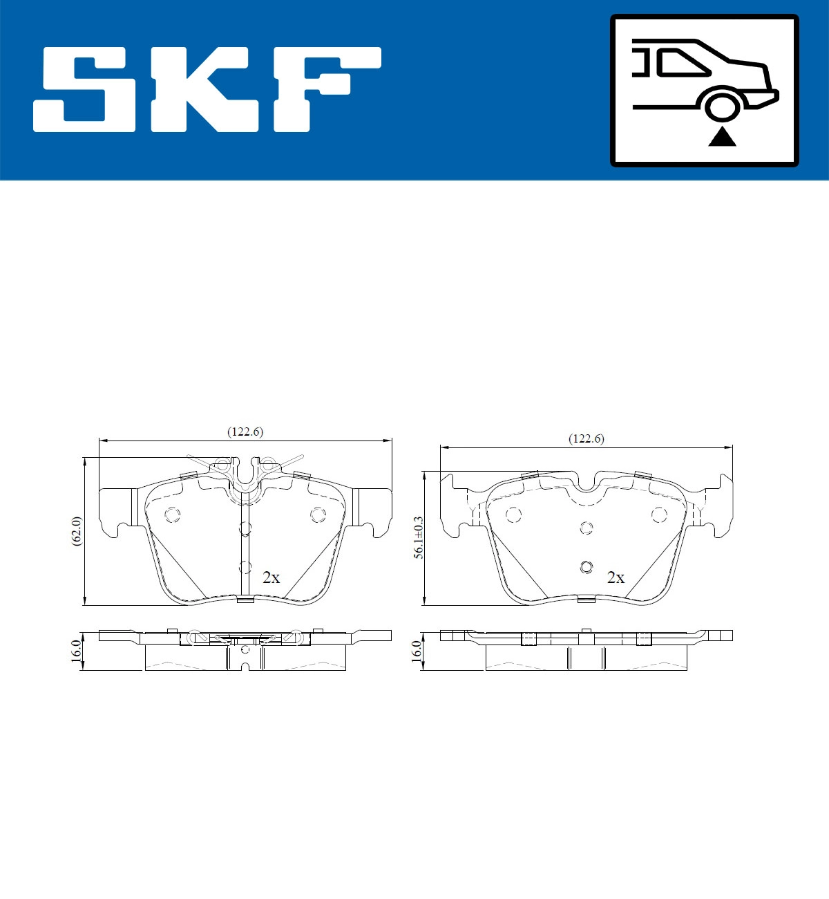 Комплект тормозных колодок дисковый тормоз SKF VKBP 90117 E
