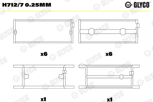 Подшипник коленвала GLYCO H712/7 0.25mm