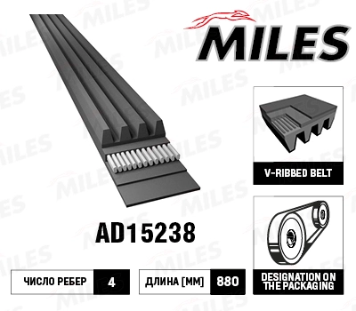 Поликлиновой ремень MILES AD15238