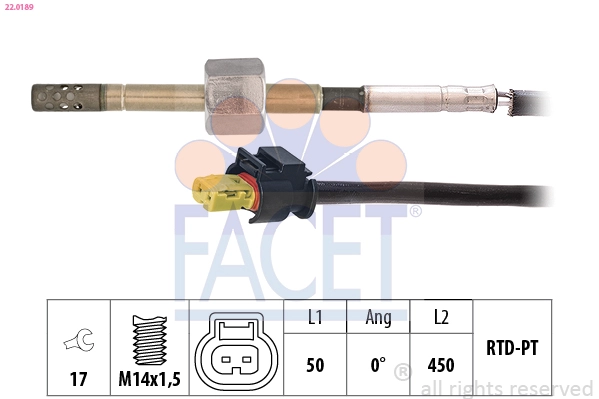 Датчик температура выхлопных газов made in italy - oe equivalent FACET 22.0189