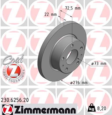Тормозной диск coat z ZIMMERMANN 230.6256.20