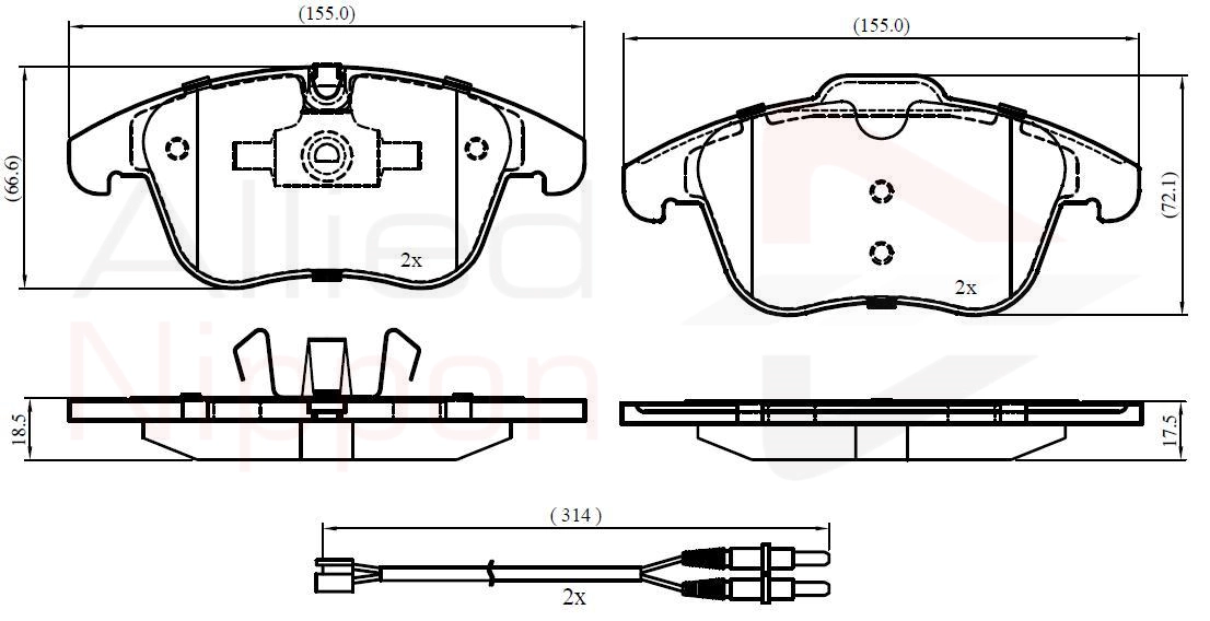 Комплект тормозных колодок дисковый тормоз anl braking ALLIED NIPPON ADB22002