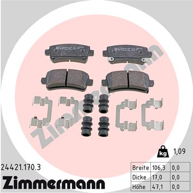 Комплект тормозных колодок дисковый тормоз ZIMMERMANN 24421.170.3