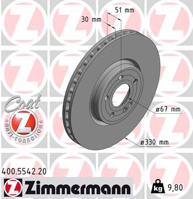 Тормозной диск coat z ZIMMERMANN 400.5542.20