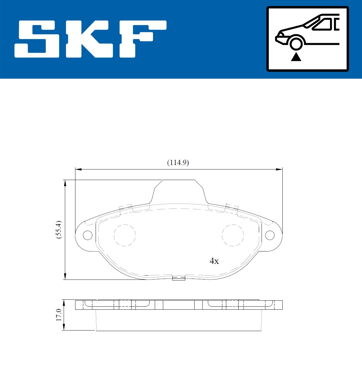 Комплект тормозных колодок дисковый тормоз SKF VKBP 80162 E