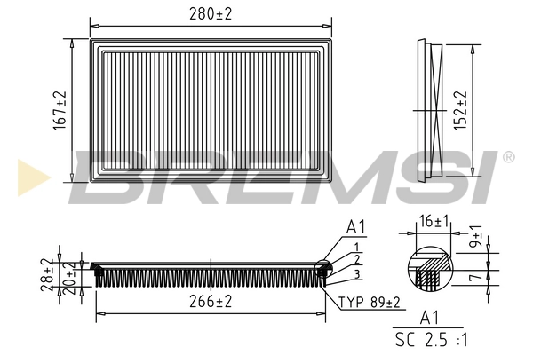 Воздушный фильтр BREMSI FA1062