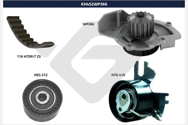 Водяной насос + комплект зубчатого ремня HUTCHINSON KH 452WP366