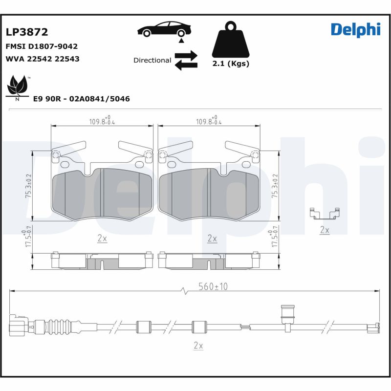 Комплект тормозных колодок дисковый тормоз DELPHI LP3872