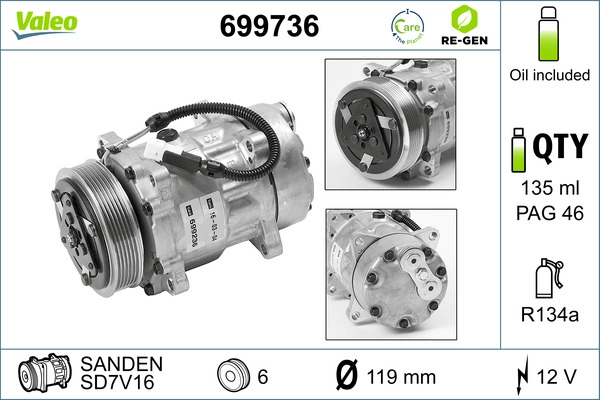 Компрессор кондиционер valeo re-gen remanufactured VALEO 699736