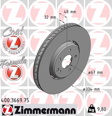 Тормозной диск formula z brake disc ZIMMERMANN 400.3669.75