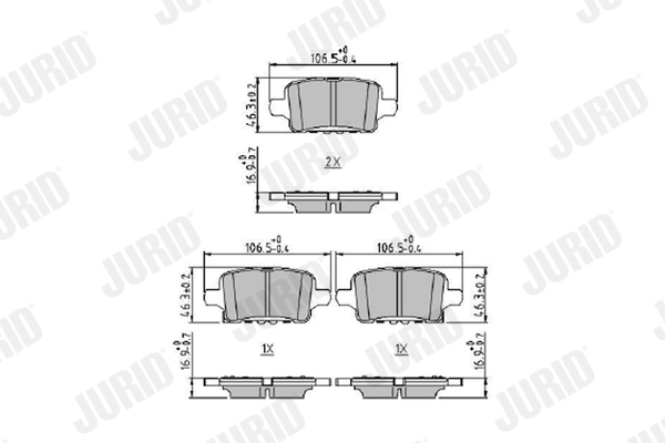 Комплект тормозных колодок дисковый тормоз JURID 573897J