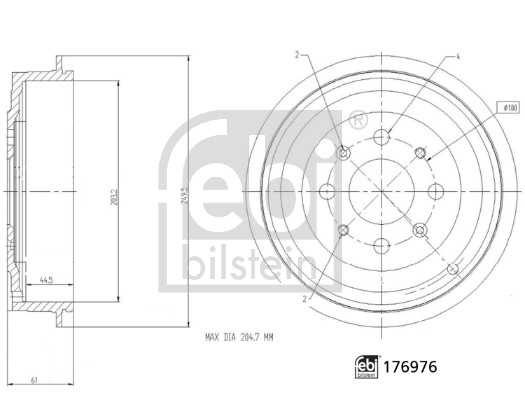 Тормозной барабан FEBI BILSTEIN 176976
