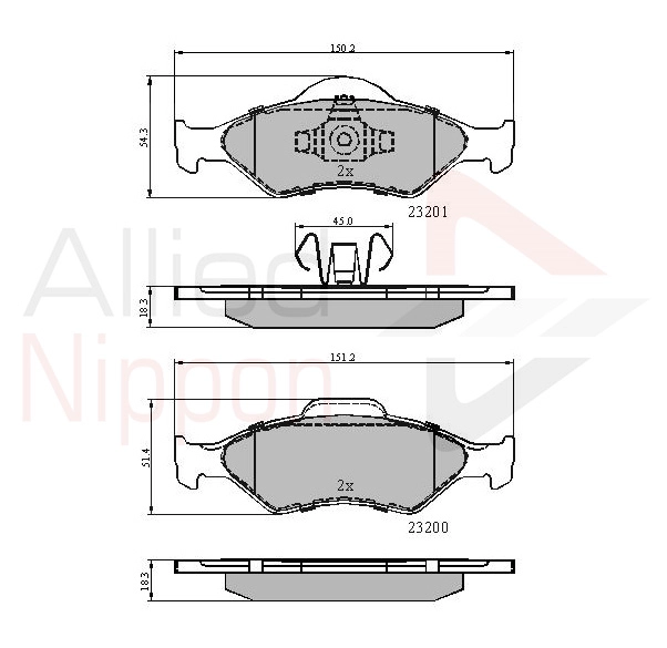 Комплект тормозных колодок дисковый тормоз anl braking ALLIED NIPPON ADB0899