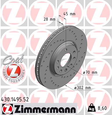 Тормозной диск sport brake disc z ZIMMERMANN 430.1495.52