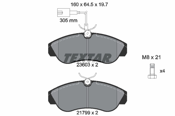 Комплект тормозных колодок дисковый тормоз TEXTAR 2360301