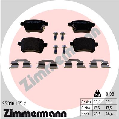 Комплект тормозных колодок дисковый тормоз ZIMMERMANN 25818.175.2