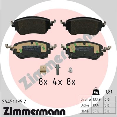 Комплект тормозных колодок дисковый тормоз ZIMMERMANN 26451.195.2