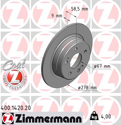Тормозной диск coat z ZIMMERMANN 400.1420.20