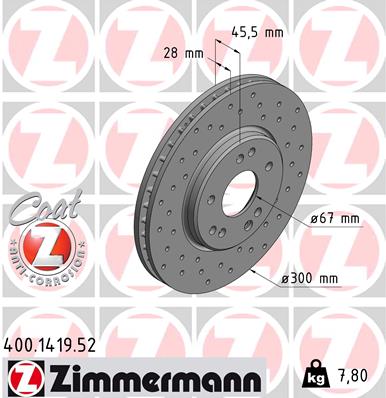 Тормозной диск sport brake disc z ZIMMERMANN 400.1419.52