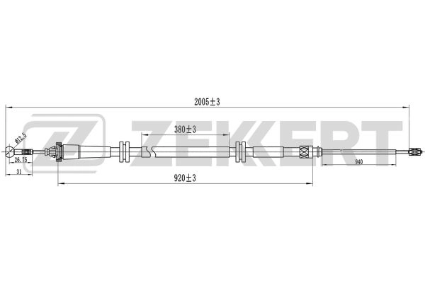 Тросик cтояночный тормоз ZEKKERT BZ-1246