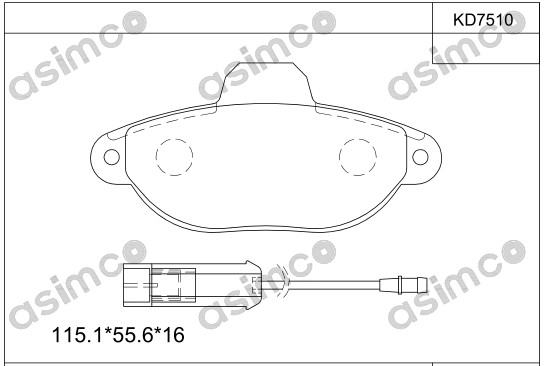 Комплект тормозных колодок дисковый тормоз ASIMCO KD7510