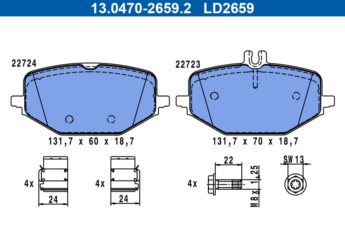 Комплект тормозных колодок дисковый тормоз ate ceramic ATE 13.0470-2659.2