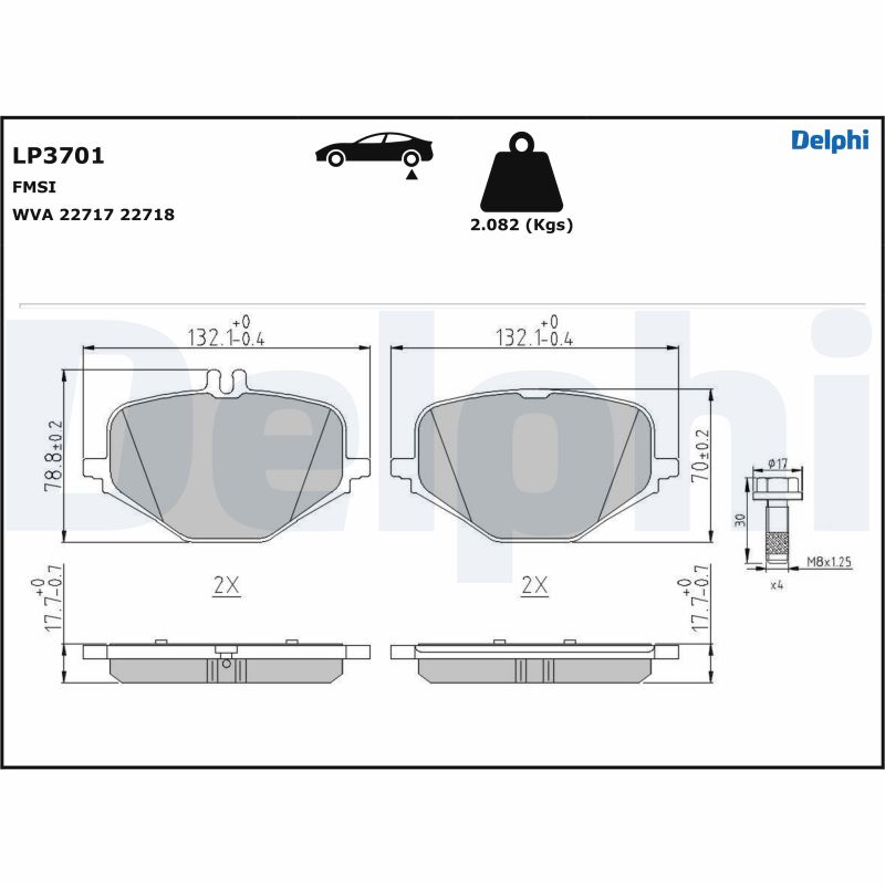 Комплект тормозных колодок дисковый тормоз DELPHI LP3701
