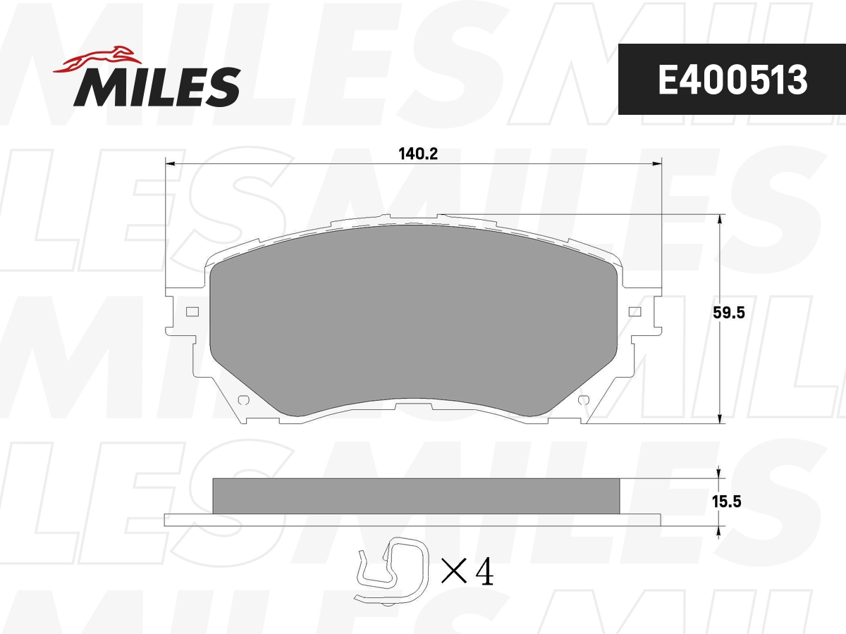 Комплект тормозных колодок дисковый тормоз MILES E400513