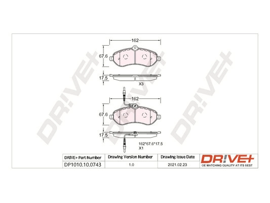 Комплект тормозных колодок дисковый тормоз DR!VE+ DP1010.10.0743