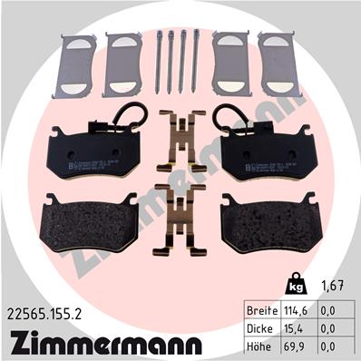 Комплект тормозных колодок дисковый тормоз ZIMMERMANN 22565.155.2