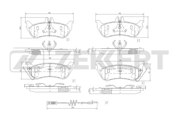 Комплект тормозных колодок дисковый тормоз ZEKKERT BS-2912