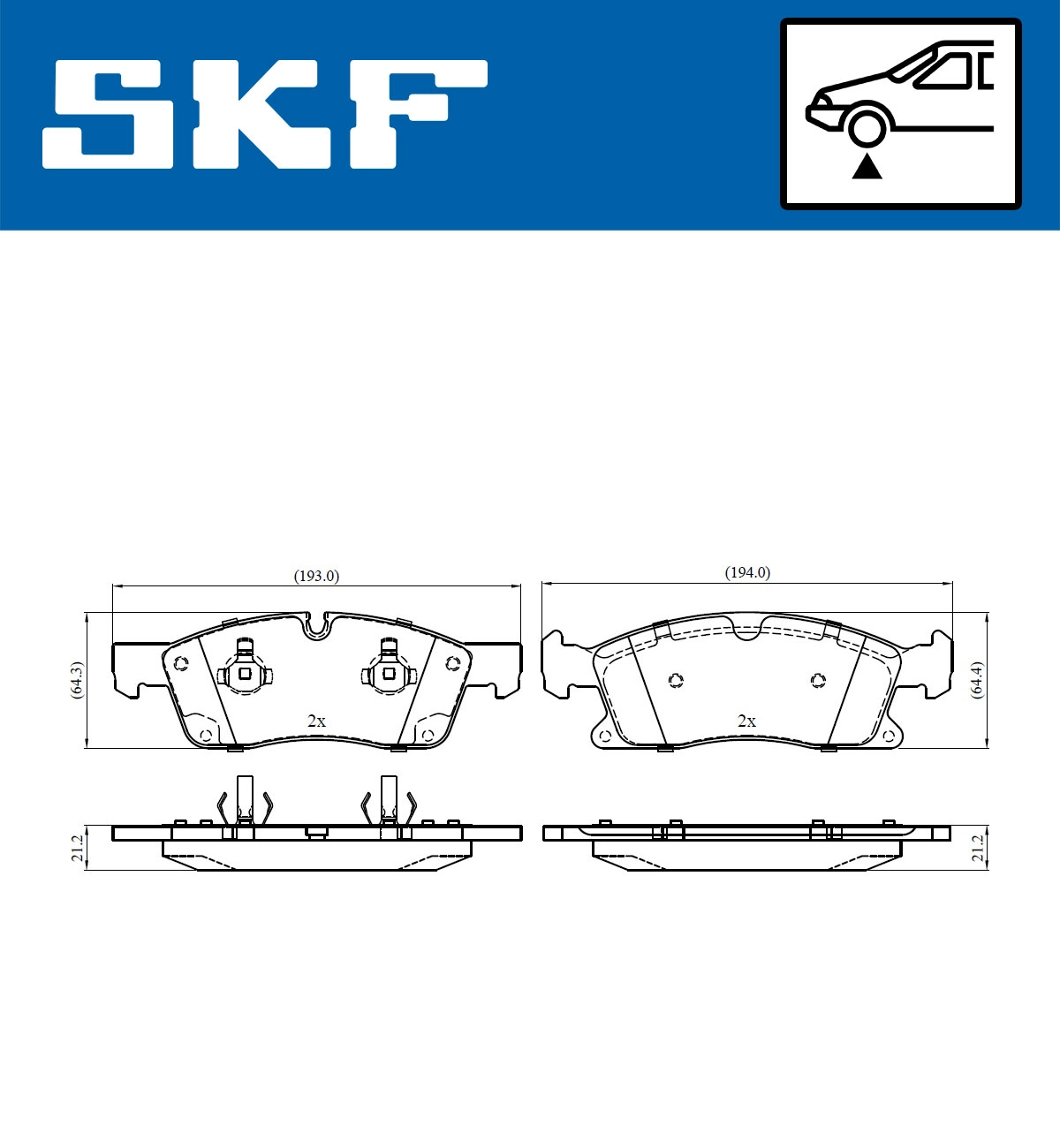 Комплект тормозных колодок дисковый тормоз SKF VKBP 80389