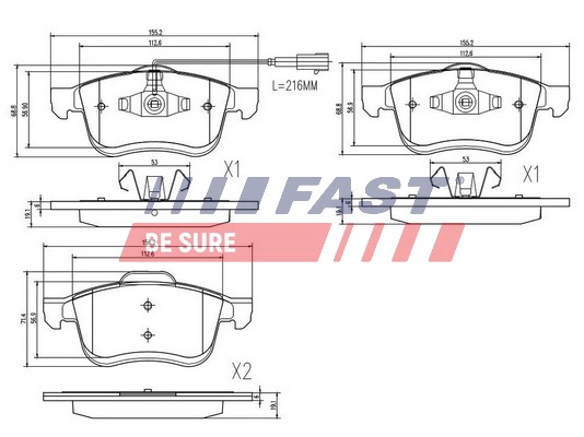 Комплект тормозных колодок дисковый тормоз FAST FT29157