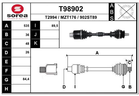 Приводной вал EAI T98902