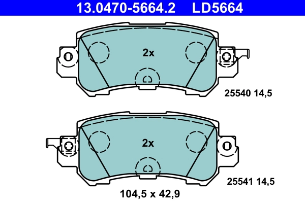 Комплект тормозных колодок дисковый тормоз ate ceramic ATE 13.0470-5664.2