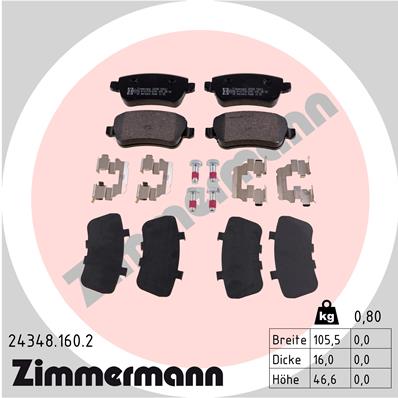 Комплект тормозных колодок дисковый тормоз ZIMMERMANN 24348.160.2