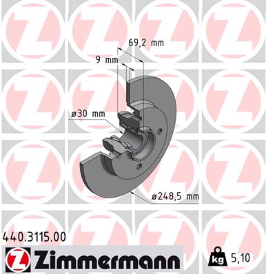 Тормозной диск ZIMMERMANN 440.3115.00