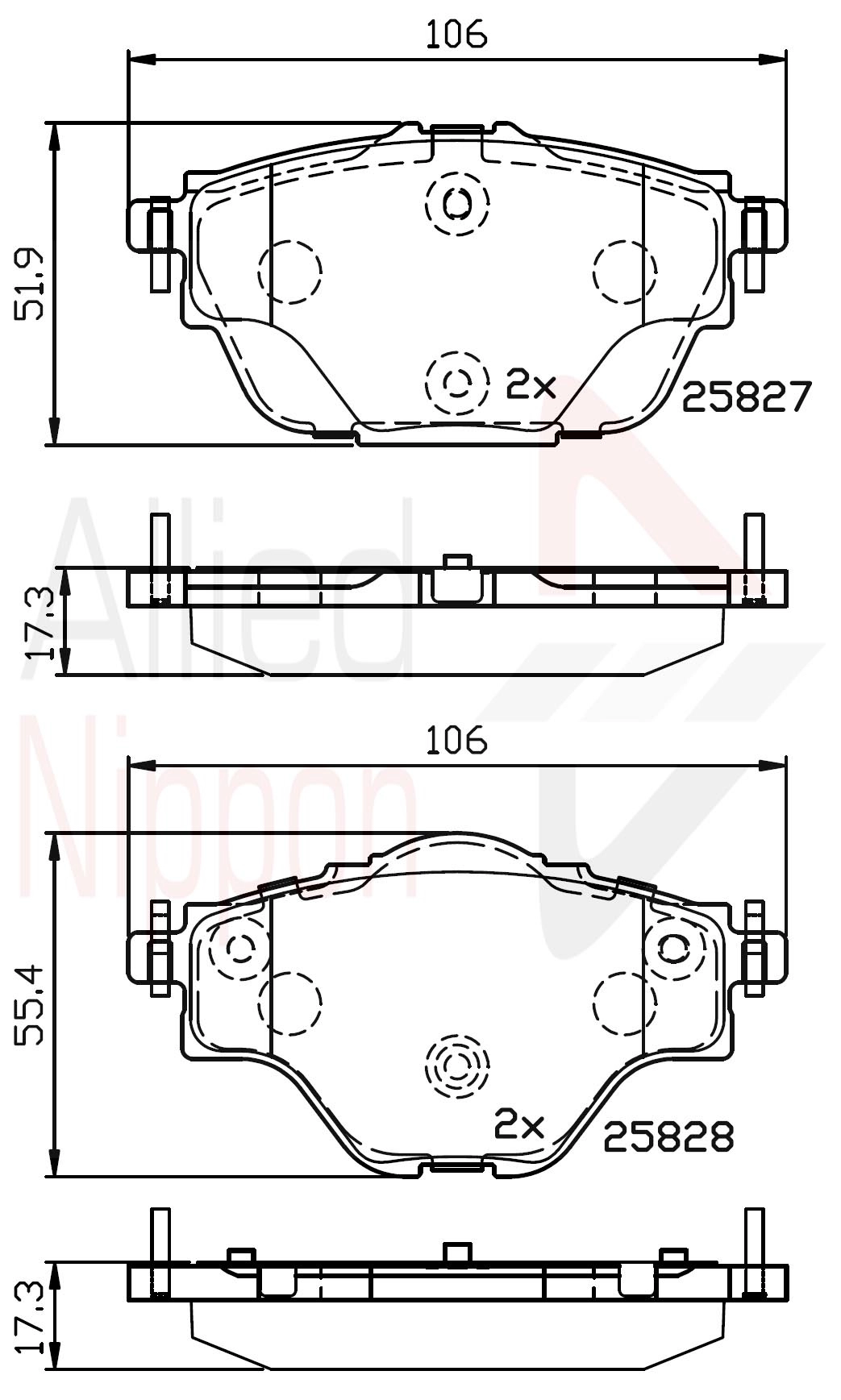 Комплект тормозных колодок дисковый тормоз anl braking ALLIED NIPPON ADB32235