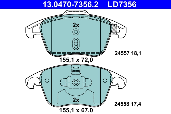 Комплект тормозных колодок дисковый тормоз ate ceramic ATE 13.0470-7356.2