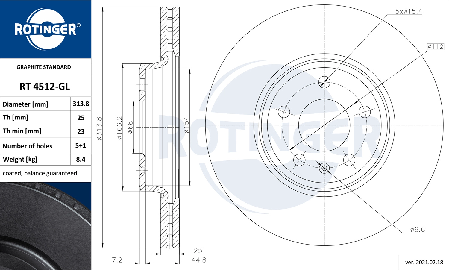 Тормозной диск ROTINGER rt4512gl