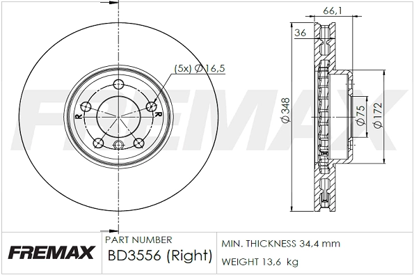 Тормозной диск FREMAX BD-3556