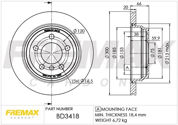 Тормозной диск FREMAX BD-3418