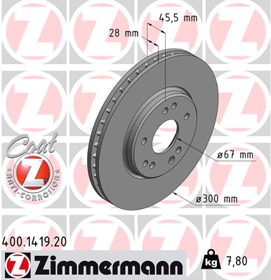 Тормозной диск ZIMMERMANN 400.1419.20