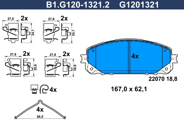 Комплект тормозных колодок дисковый тормоз GALFER B1.G120-1321.2
