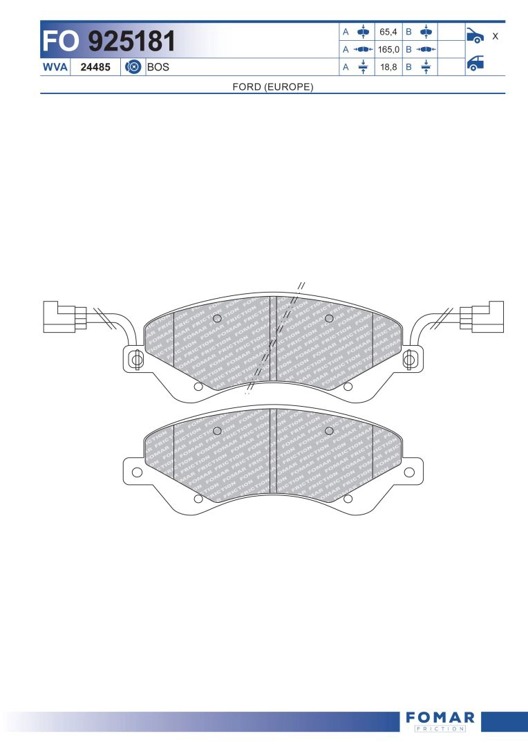 Комплект тормозных колодок дисковый тормоз FOMAR FRICTION FO 925181
