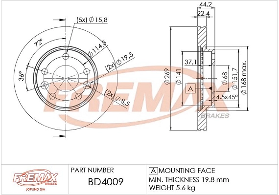 Тормозной диск FREMAX BD4009