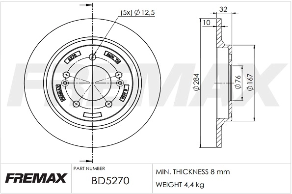 Тормозной диск FREMAX BD5270