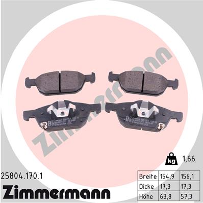 Комплект тормозных колодок дисковый тормоз ZIMMERMANN 25804.170.1